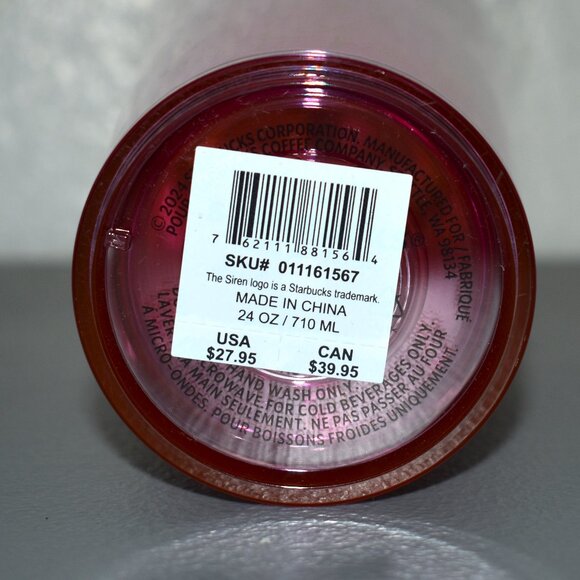 NWT Starbucks X Wicked Pink/Gold 24 Oz Cold Cup W/Straw - Picture 4 of 4